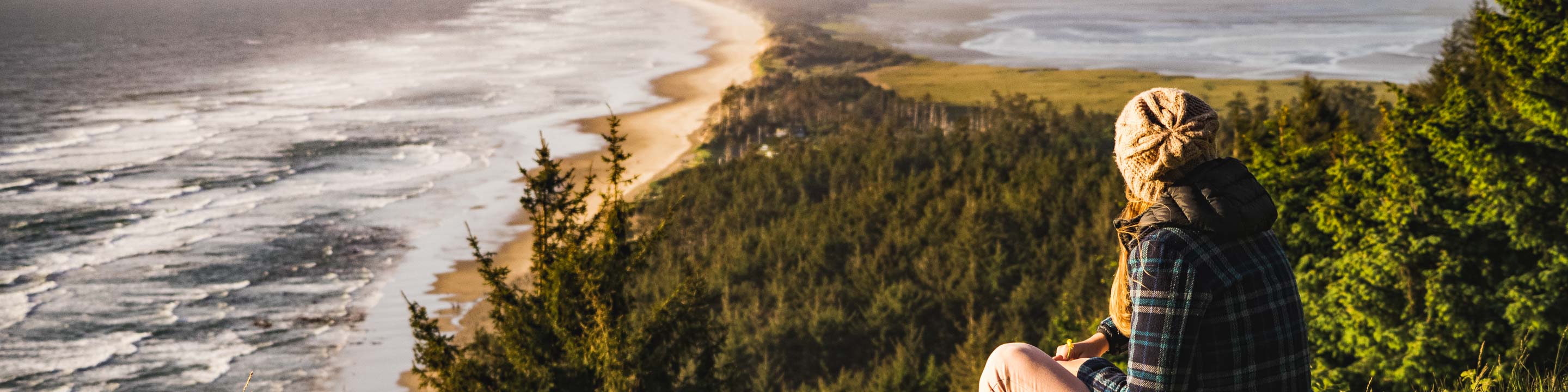 Overlooking a beach.